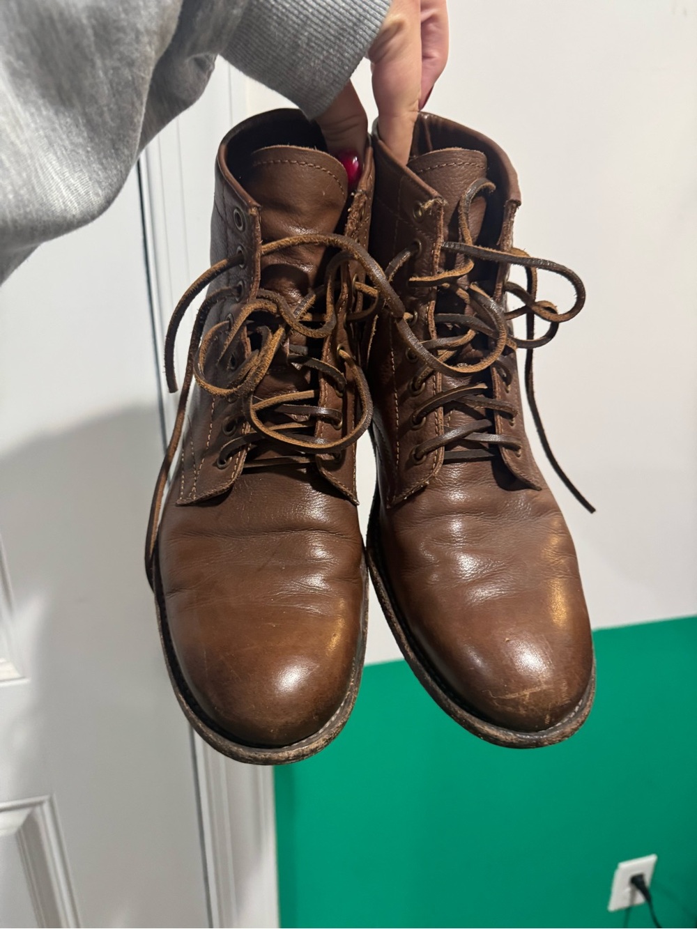 Men's Brown FRYE Leather Lace-Up Boots